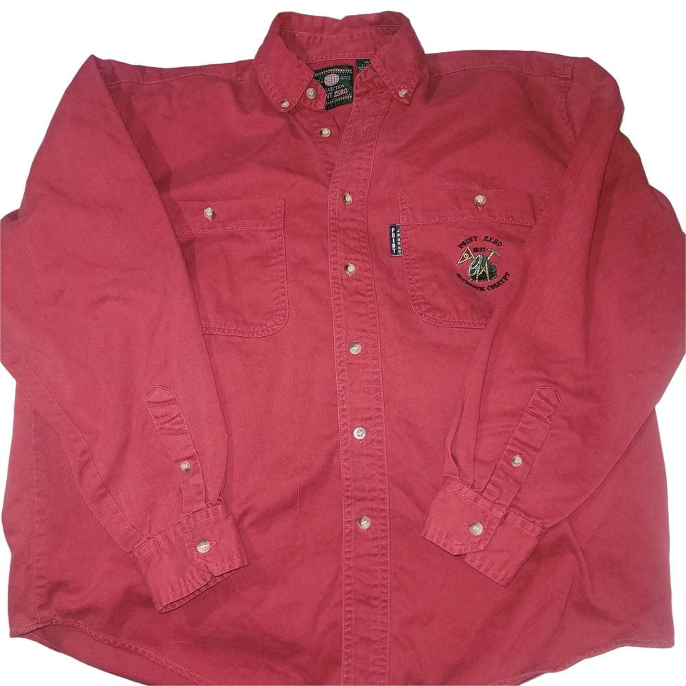 Vintage 90's Point Zero Men's Red Button-Up Casual Cotton Shirt M - Picture 2 of 8